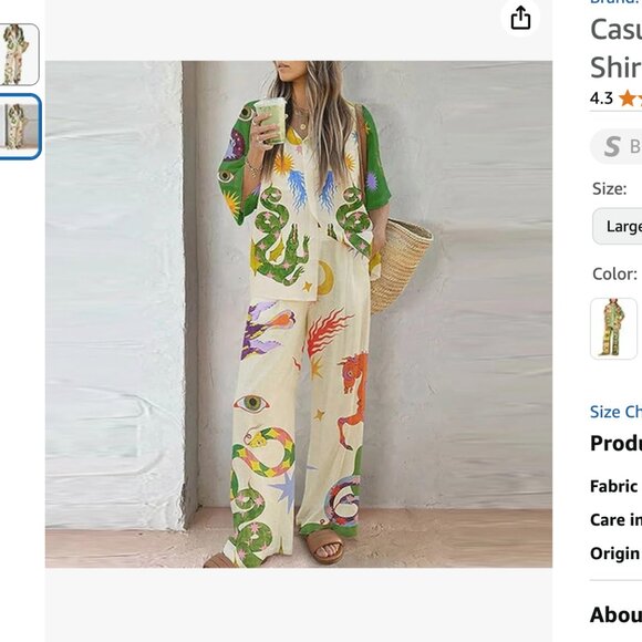 Casual Floral Print 2 Piece Women Short Sleeve Button Shirt Wide Leg XS NEW - Picture 2 of 3